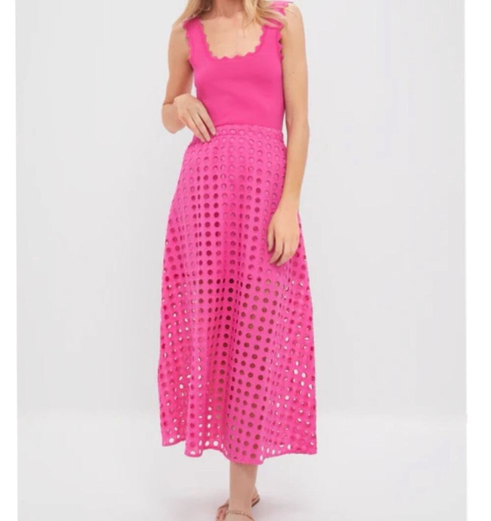 Tuckernuck Hot Pink Cotton Eyelet Eve Skirt